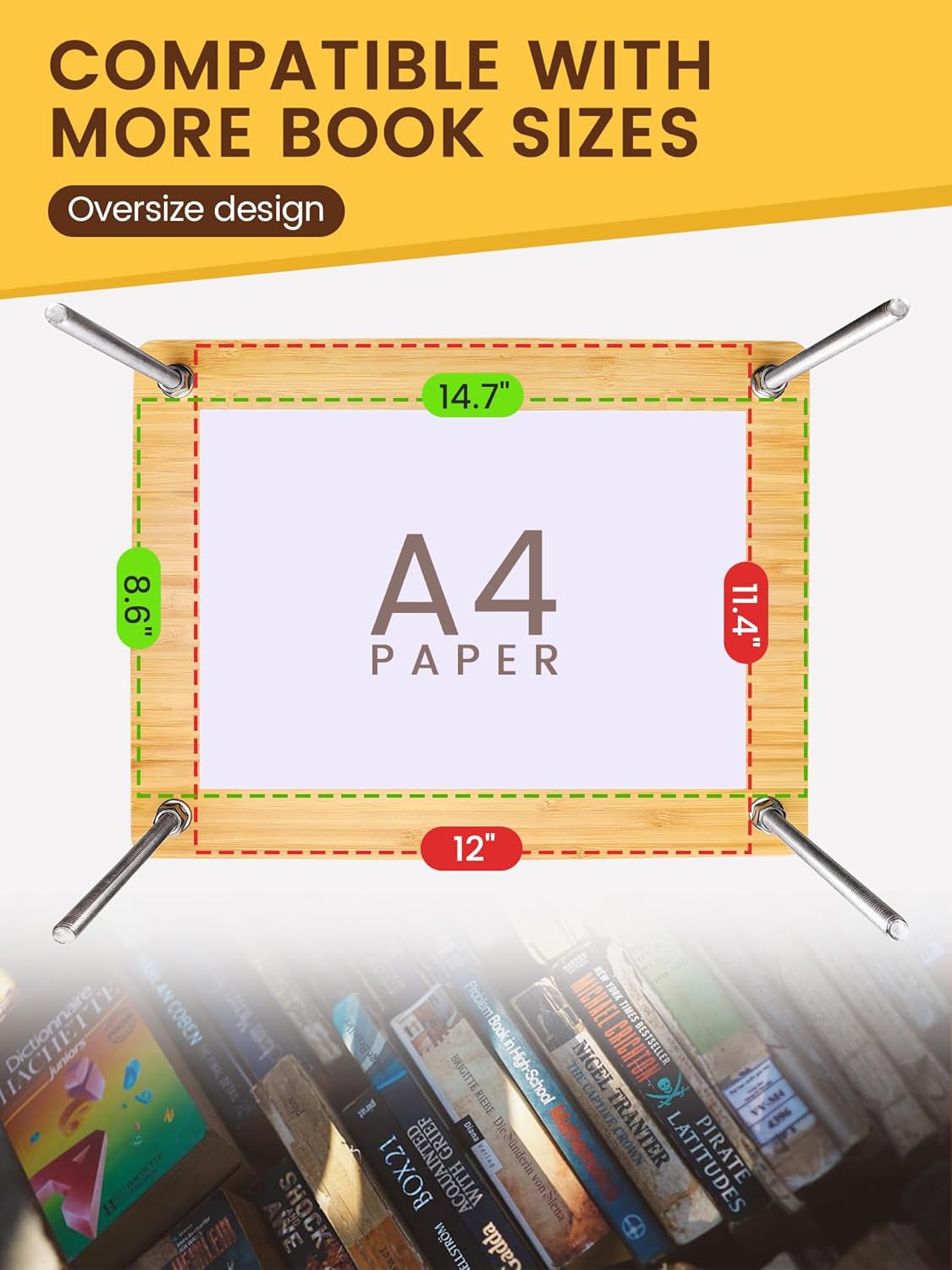 Book Press - 14.7x11.4 Large Size, Sustainable Wood Bookbinding Press, Portable Grip Handle & Anti-Slip Mat, Handmade Book Binding Tools for Craft Enthusiasts