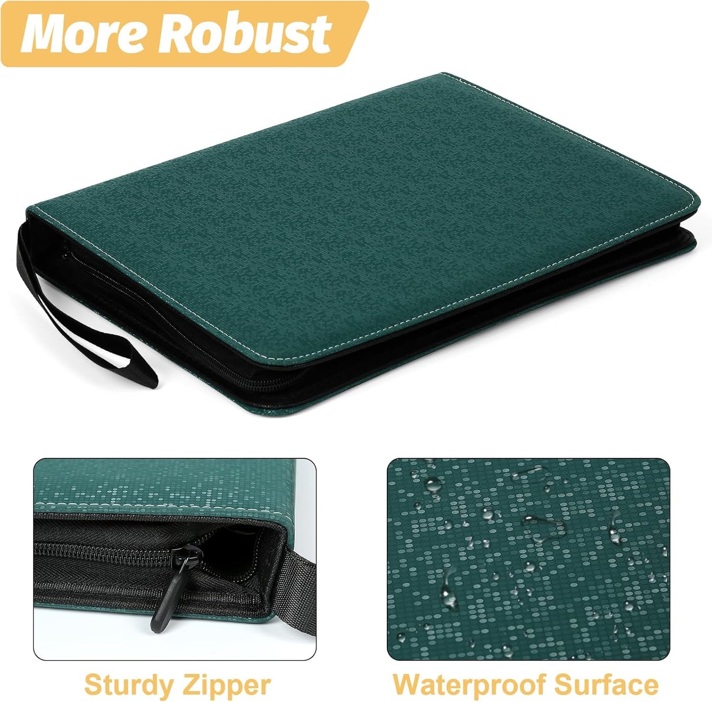 9 Pocket Card Binder, Premium Zip Trading Card Binder, 720 Double Sided Pocket PU Card Collection Binder, Collector Card Album, Card Folder for MTG, TCG, Sports Cards, Game Cards (Dark Green2)