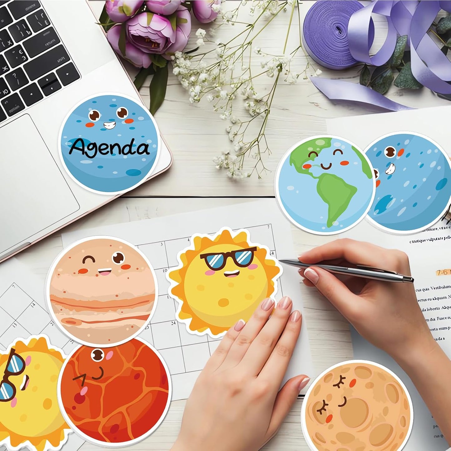 600Pcs Outer Space Sticky Notes, Cute Outer Space Memo Pads Solar System Planet Shaped Self Sticky Notepads for Teachers Office Classroom School Supplies Birthday Party Favors
