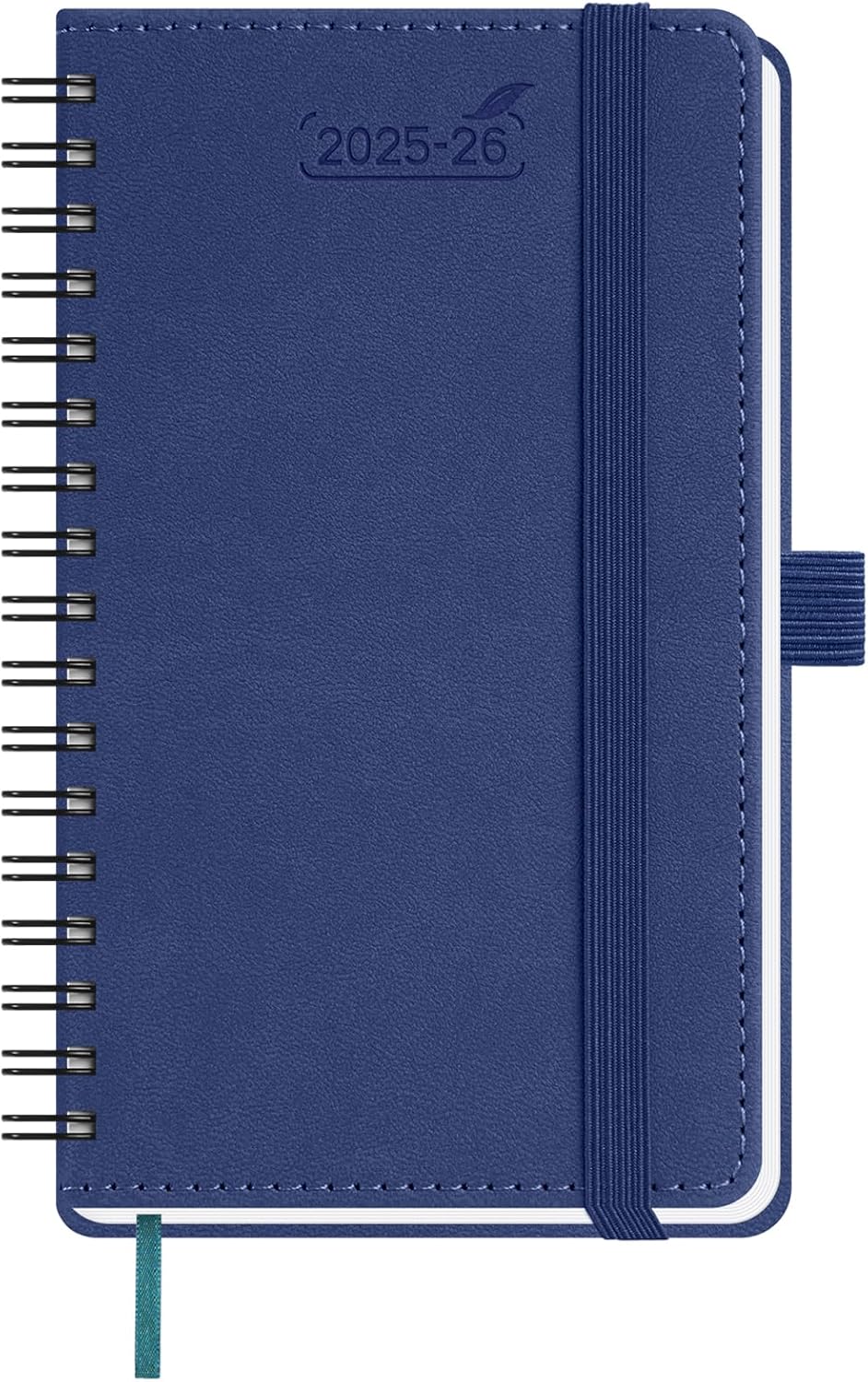 BEZEND Pocket Planner 2025-2026 Weekly and Monthly, 3.5" x 6" Academic Planner (Jul 25-Dec 26) 18-Month Mid-Year Calendar Book, Storage Pocket, Pen Holder, PU Leather Softcover, Spiral - Blueberry