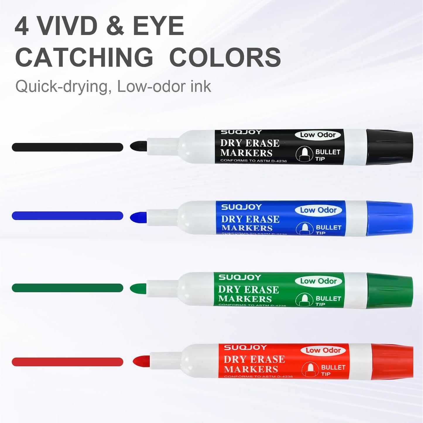 Dry Erase Markers, BulletTip Whiteboard Markers, Low Odor Thick Dry Markers, 36 Bulk 4 Assorted Color Marker for Whiteboard, Classroom, Office & Home(36 Count 4 Colors)