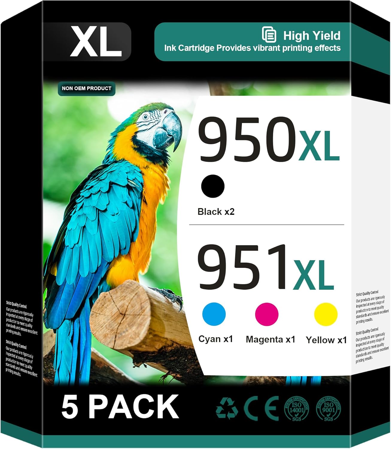 950XL 951XL Combo Compatible for HP 950 950XL and 951XL Ink Cartridges Combo Pack Work for Officejet Pro 8600 8610 8620 8100 8630 8660 8640 76DW 251DW Printers, 5 Pack, 2 Black,Cyan,Magenta,Yellow
