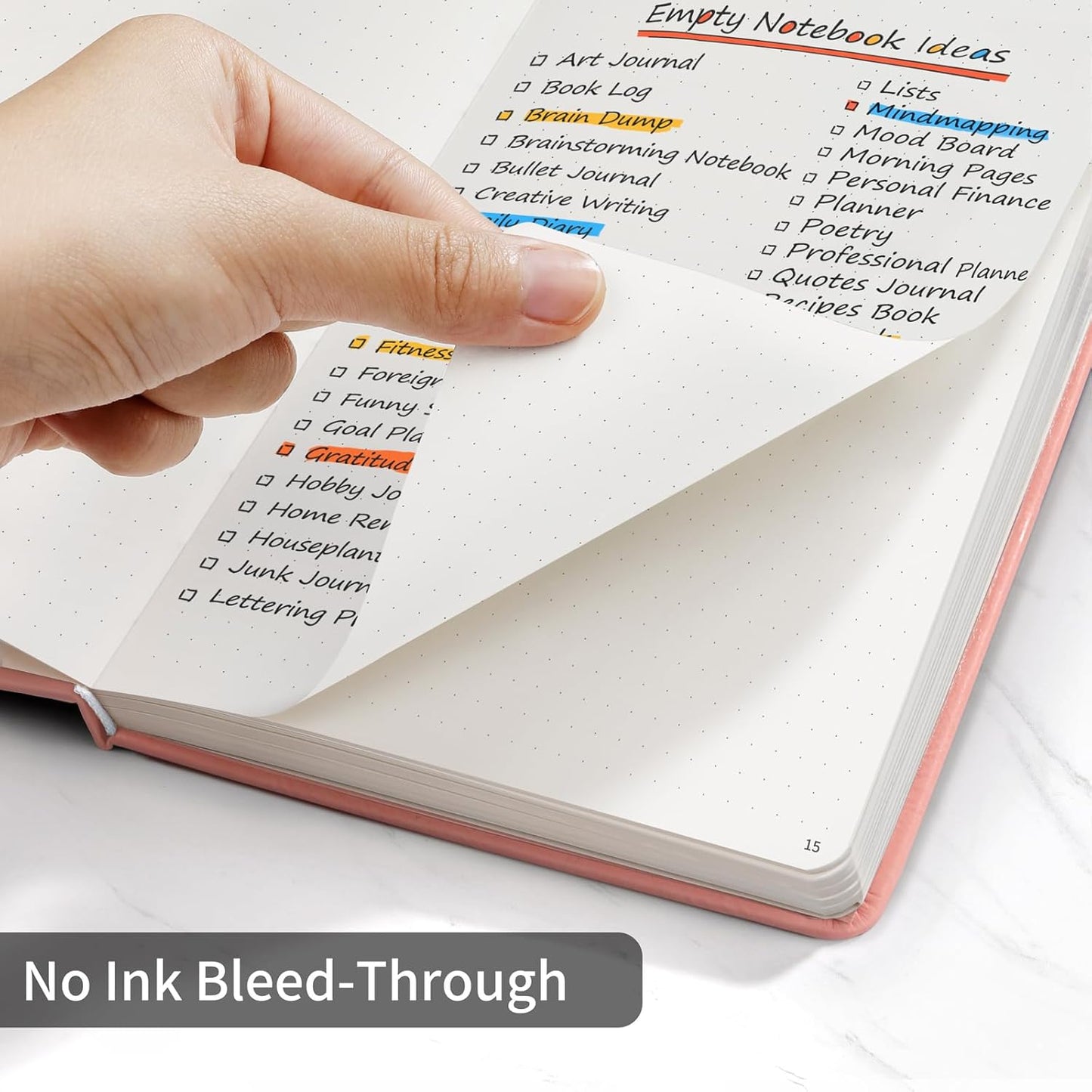 Annecy Numbered Bullet Dotted Journal Notebook, Medium 5.5x 8.25, 160 Pages 100GSM Writing Paper, A5 Peach Pink Faux Leather Cover with Pen Loop