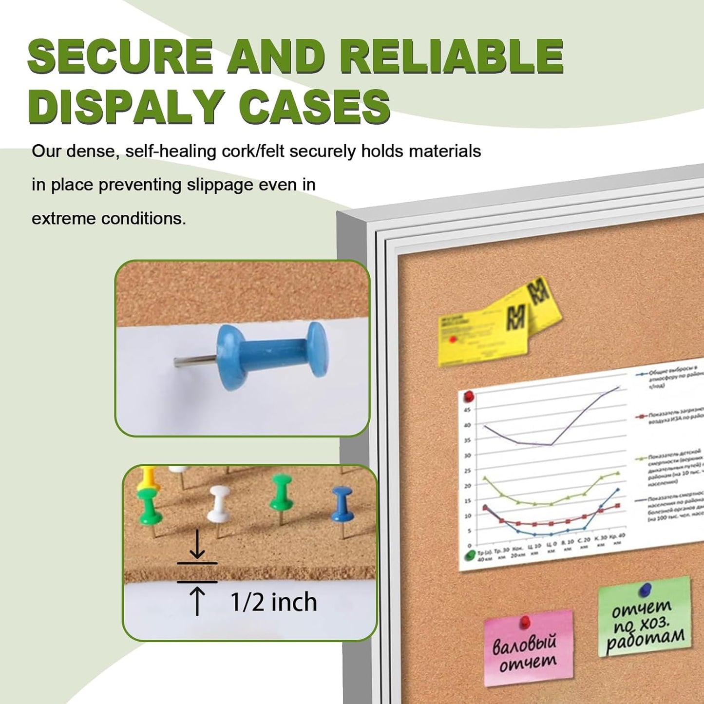 36x24 Inch Lockable Outdoor Enclosed Bulletin Board, Weatherproof Cork Noticeboard with Locking Door, Tamperproof Wall-Mounted Aluminum Frame Notice Poster Memo Board