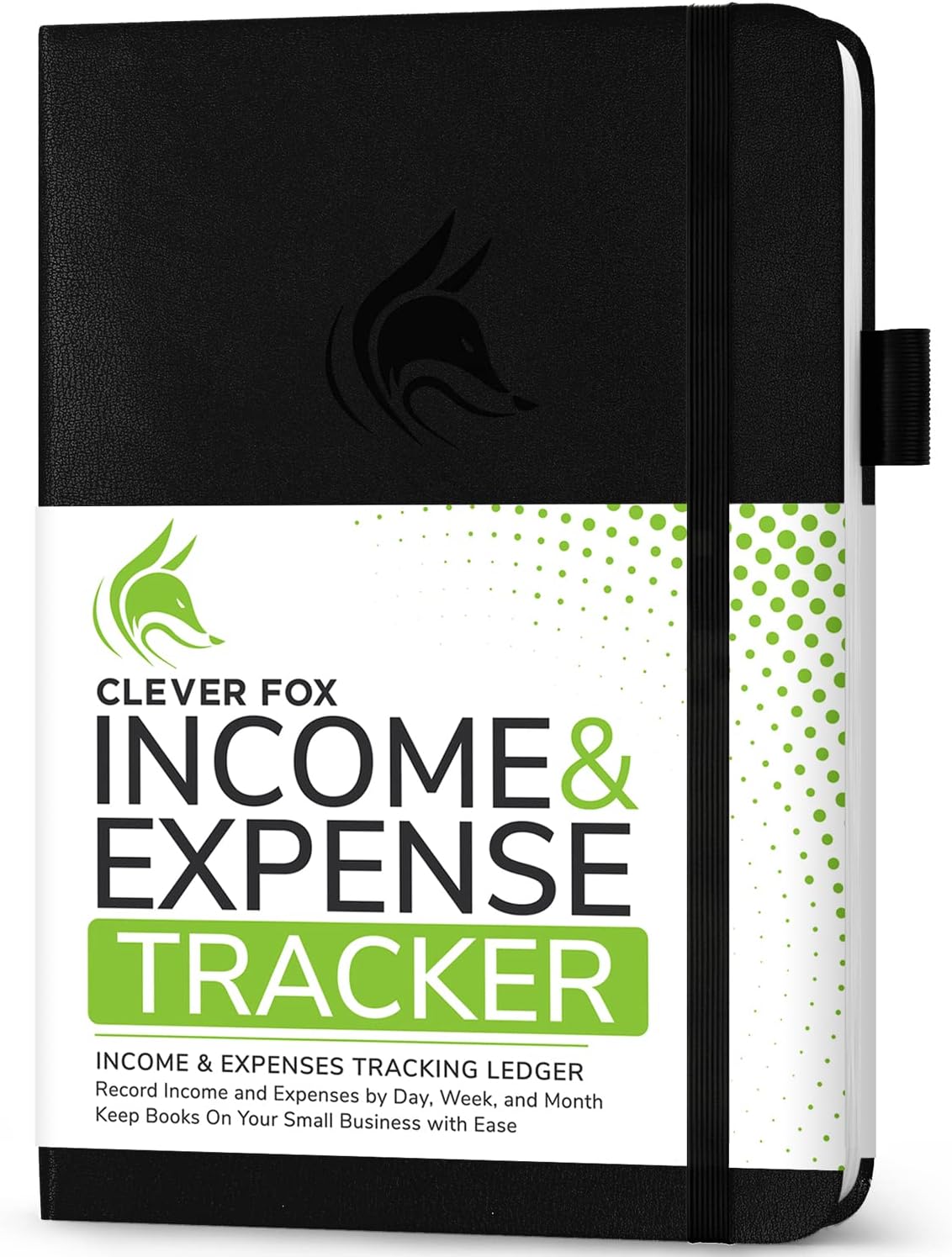 Clever Fox Income & Expense Tracker – Accounting & Bookkeeping Ledger Book for Small Business – 1-Year Record Notebook, A5 (Black)