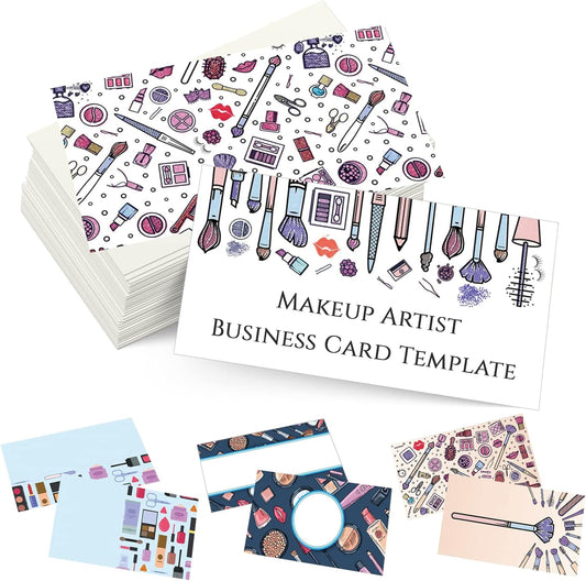 Custom Business Cards Personalized Business Cards for Small Business 300gsm Matte Paper Front & Back Sides Printed 3.5" x 2" - Makeup Artist Template