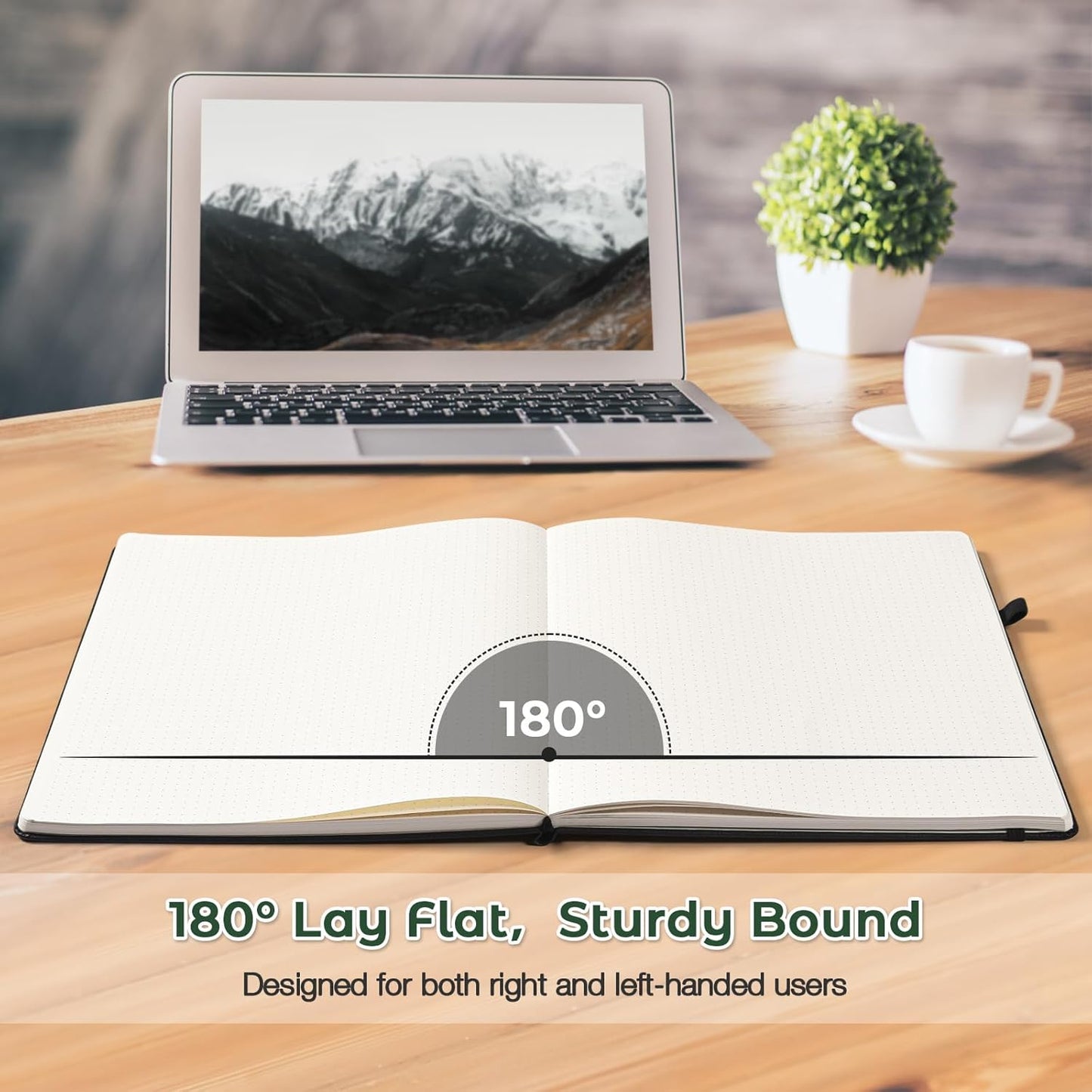 Dotted Journal, Hardcover Notebook 8.5 x 11, Dot Grid Notebook Journal for Women, Men, Large Leather Journals for Writing, Bullet, No Bleed Thick Paper, A4 Notebooks for Work, School, Notes, Green