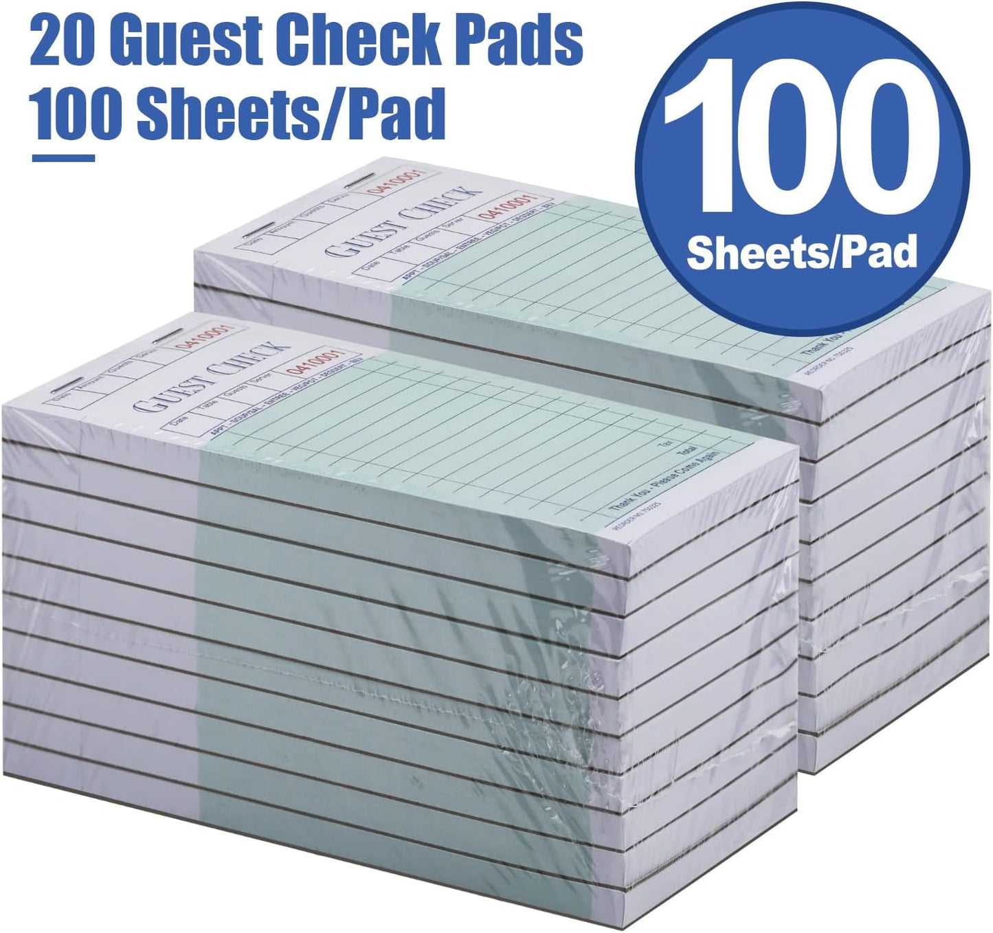 Batrical Guest Checks Server Note Pads 1000 Sheets With Carbonless Copy Paper for Restaurants (20 Books) 3.5" x 6.75" Per Ticket Book