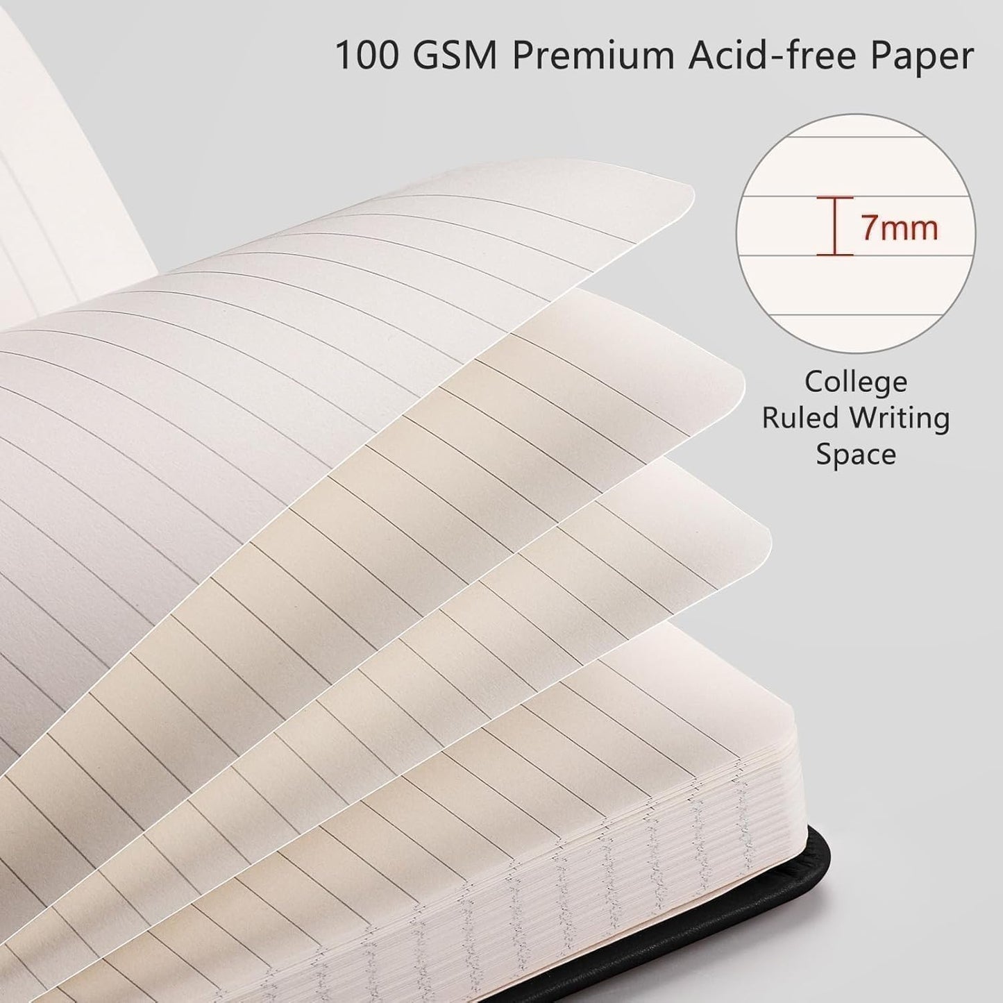 RETTACY Lined Journal Notebook, 192 Numbered Pages, A5 Medium Size (5.7'' x 8.3''), for Men & Women, Journaling, Writing, Work & Office, Leather Hardcover, 100 GSM Thick Paper (Rose Gold)