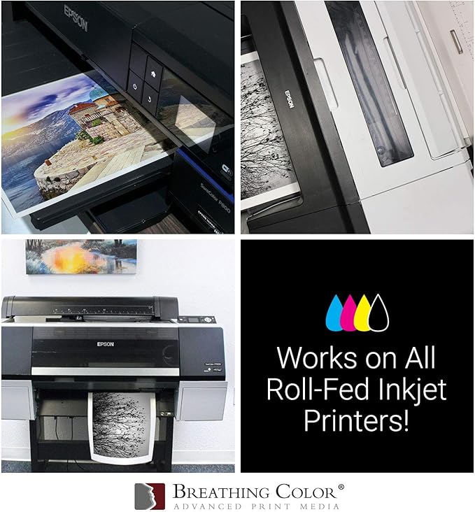 Elegance Velvet 17 in x 10 ft roll is a Premium Matte 310 gsm, Cold Pressed Bright White Museum Grade Fine Art Inkjet Paper, Compatible with Most Dye-Based and Pigment Printers