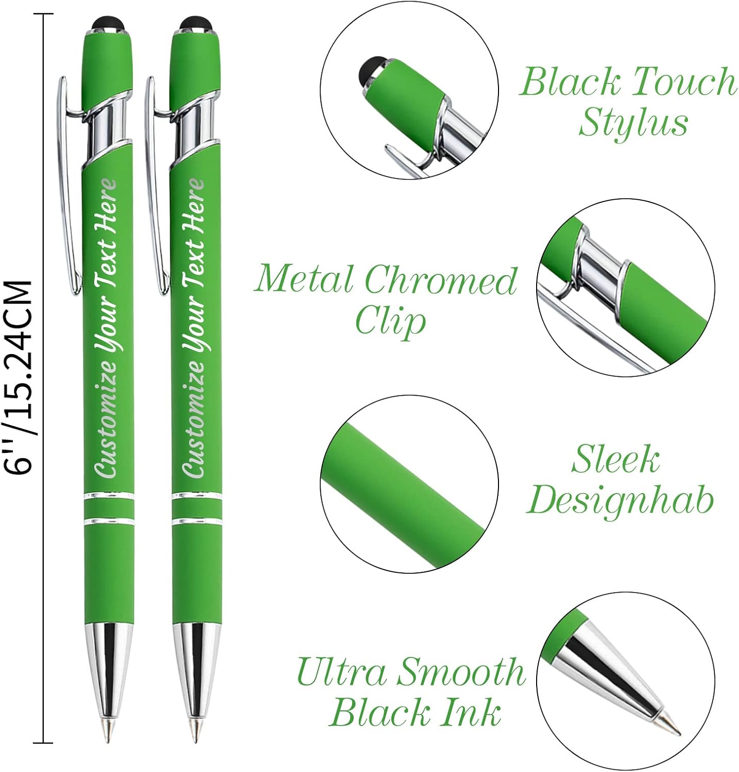 Personalized Pens Bulk 150 with Name Custom Engraving Ballpoint Pens with Stylus Tip Customized Smooth Writing Pens Personalized Gifts for Anniversary Birthday or Graduation(White,Black Ink)