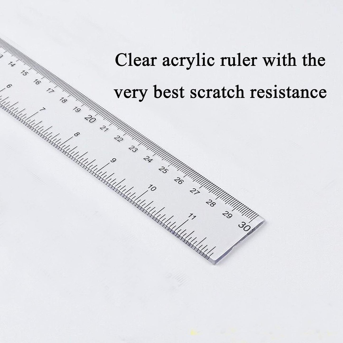 2 Pack Plastic Ruler Straight Ruler Clear See Through Measuring Acrylic Tool for Student School Office with Centimeters and Inches(6 Inch+12 Inch)