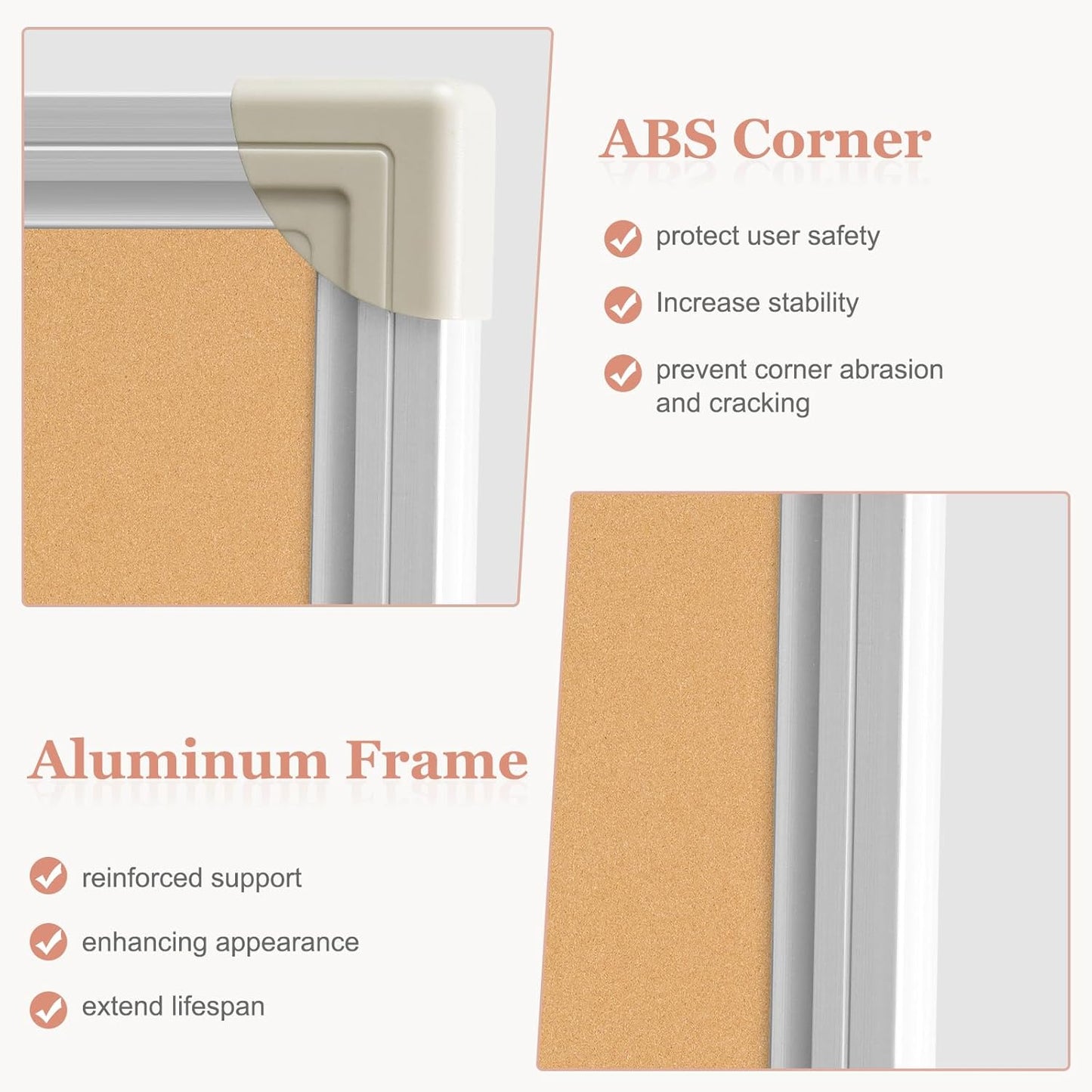 Double-Sided Large Cork Board, 60" x 40" Foldable Hanging Aluminum Framed Bulletin Board, Vision Board Pin Board Corkboards for Walls, Office, School Decor, 20 Pushpins