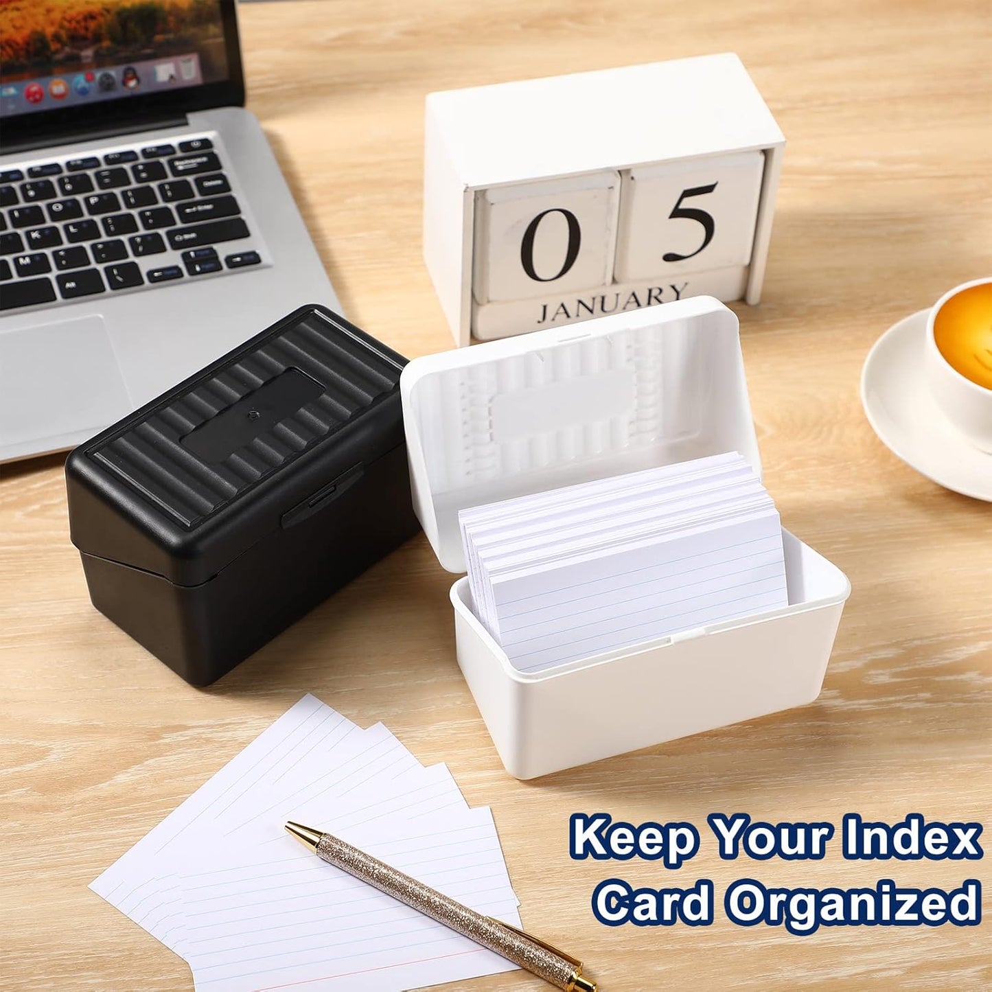 Fuutreo 12 Pack 3x5 Organizer Index Card Box Flash Note Index Card Holder Case for Recipes Addresses(Black, White)
