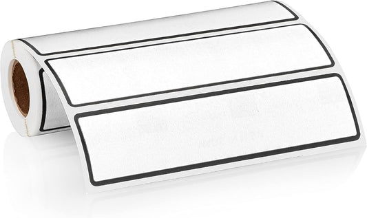 Carstens Adhesive Sticker Labels, 5 3/8” x 1 3/8”, Binder Labels for 1.5” – 4” Ring Binder Spines, White, Roll of 200