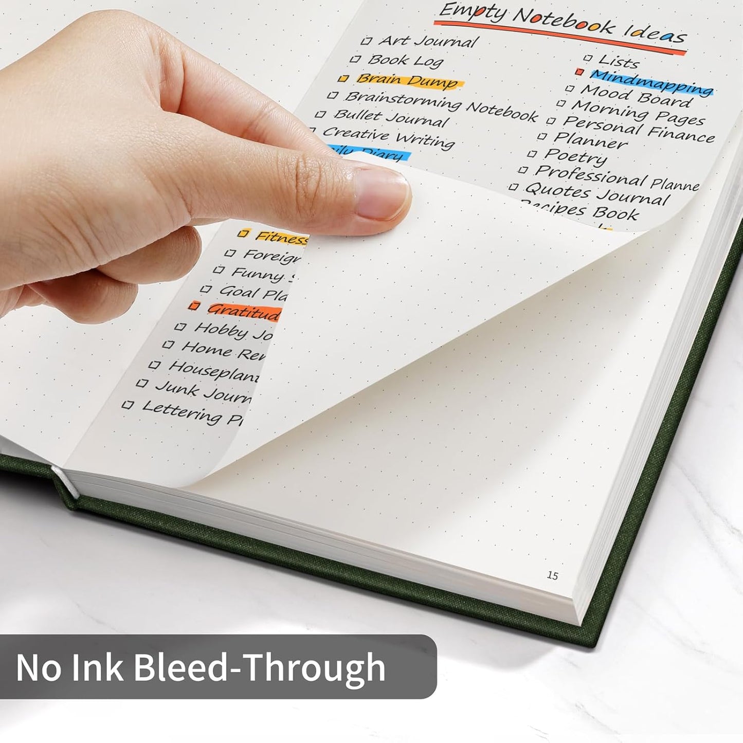 Annecy Numbered Bullet Dotted Journal Notebook, Medium 5.5x 8.25, 160 Pages 100GSM Writing Paper, A5 Deep Green Linen Cover