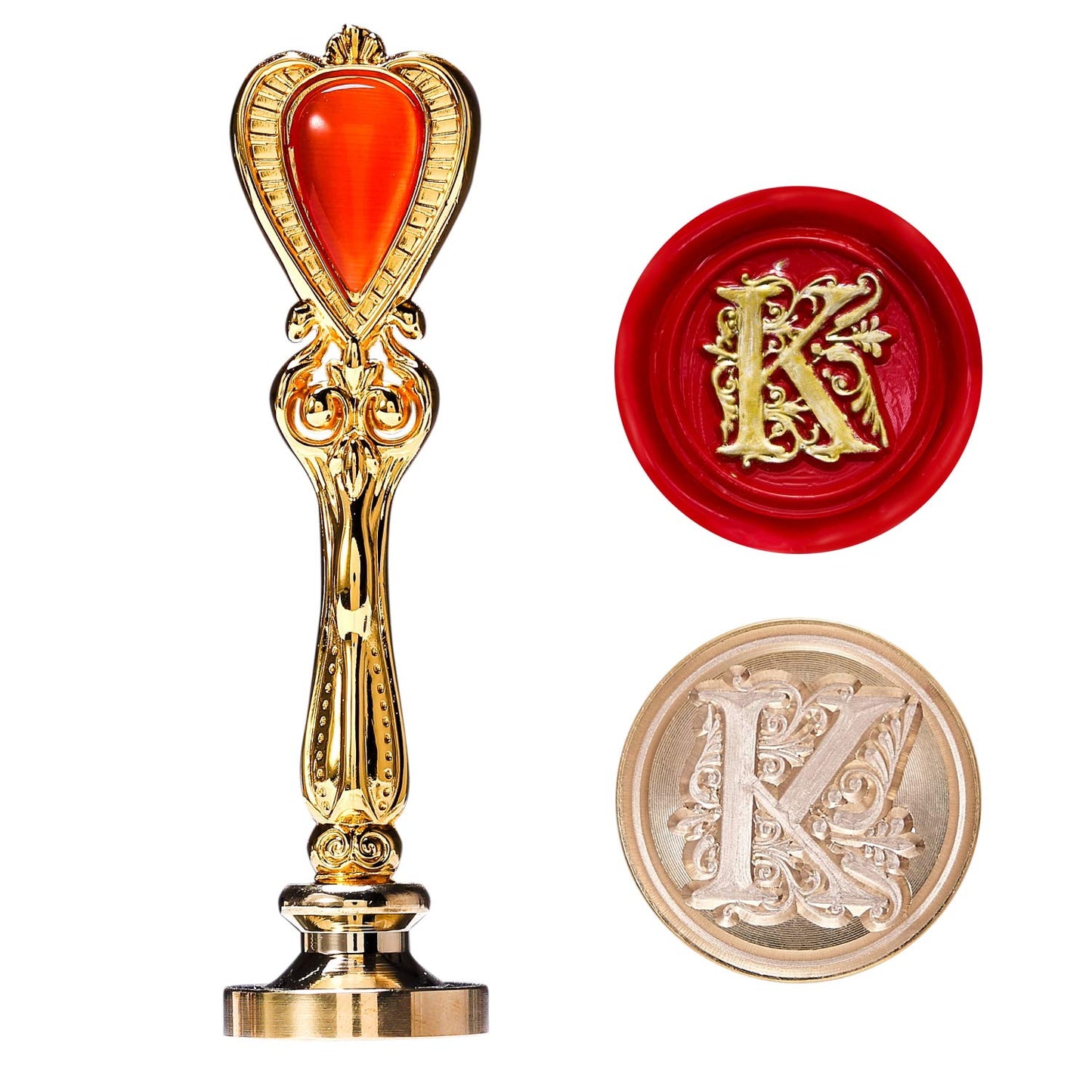 Lucky Goddness Gold Letter K Sealing Wax Stamp, Alphabet Wax Seal Stamp for Envelope Wedding Invitation
