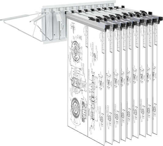 VEVOR Wall Mount Blueprint Storage Rack – Holds up to 1200 Blueprints, Hanging Blueprint Holder with 12 Pivot Brackets, for 24", 30", 36", or 42" Clamps(Rack Only Without Clamps)- Heavy Duty(240lbs)
