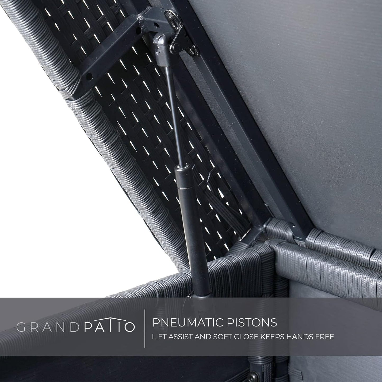 Grand patio 170 Gallon Deck Storage Box Deck Box Outdoor Storage Box Indoor Wicker Storage Bin Patio Storage Box for Patio Furniture Cushions Garden Tools Pool Accessories, Black