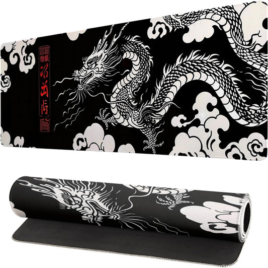 Gaming Mouse Pad Desk Pad,Extended Big Mouse Pad,31.5x11.8 Inch Long Computer Keyboard Mouse Mat Mousepad with 3mm Non-Slip Base and Stitched Edge for Gaming and Office… (Loong)