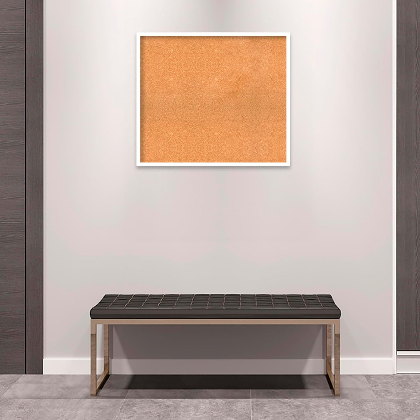 Amanti Art Natural Cork Board for Wall, 27x31 Vision Board with White Frame, Large Corkboard Office Decor for Home Organization, Modern Corkboard Pinboard to Display Items for Home Organization in