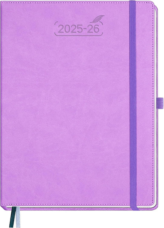 BEZEND Planner 2025-2026 Weekly and Monthly, 8.5" x 11" Academic Calendar (Jul 25-Dec 26) Vertical Daily Appointment with Hourly Timeslot & Monthly Tab, PU Leather Hardcover - Lavender