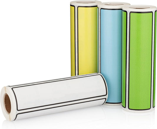 Carstens Adhesive Sticker Labels, 5 3/8” x 1 3/8”, Binder Labels for 1.5” – 4” Ring Binder Spines, Roll of 200, Multicolored, 4 Pack