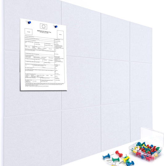 Cork Boards for Walls 48" x 36" Felt Board Alternative, 12 Pack Felt Wall Tiles Bulletin Board, Large Cork Board for Office Pin Board Tack Board Cork Boards
