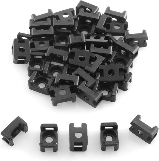 DGZZI Saddle Wire Holder 100PCS Black 4.5mm Width Screw Type Saddle Shape Cradle Tie Mounts Bases Clips Cable Holder