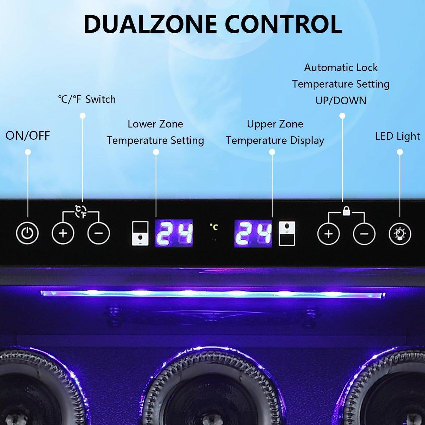 Antarctic Star Wine Fridge,15 Inch Wine Cooler Refrigerator Under Counter(41-68°F),28 Bottles Built-in Dual Zone &Freestanding Wine Refrigerator with Stainless Steel & Double-Layer Tempered Glass Door
