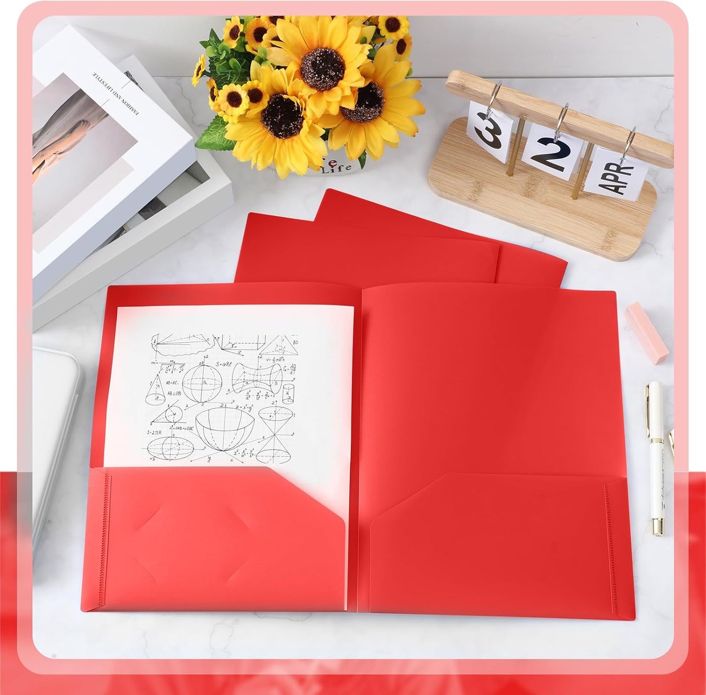 Gueevin 12 Pcs Plastic Folders with Pockets, Back to School Two Pocket Folder Fit Letter Size, Heavy Duty School Business Card Holder for Home Office, 11. 61 x 9. 45 Inches (Bright)