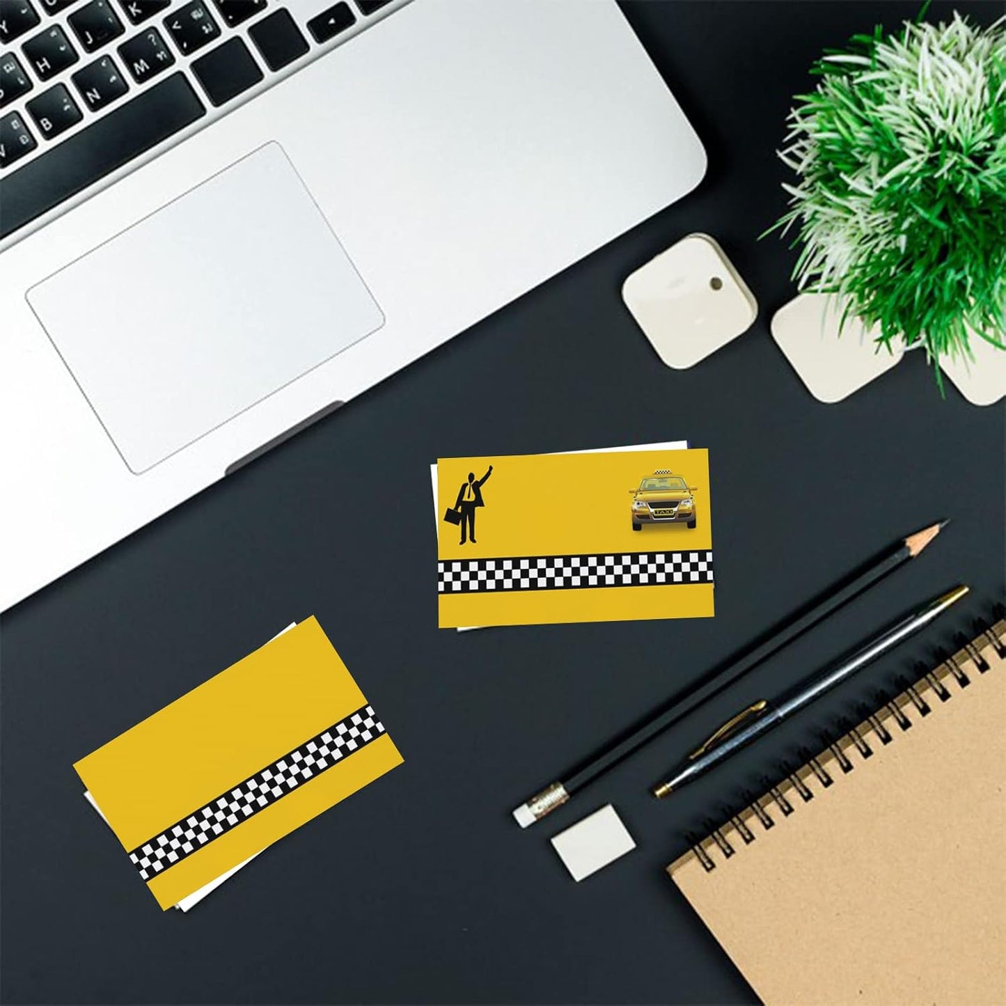 Custom Business Cards Personalized Business Cards for Small Business 300gsm Matte Paper Front & Back Sides Printed 3.5" x 2" - Taxi Template