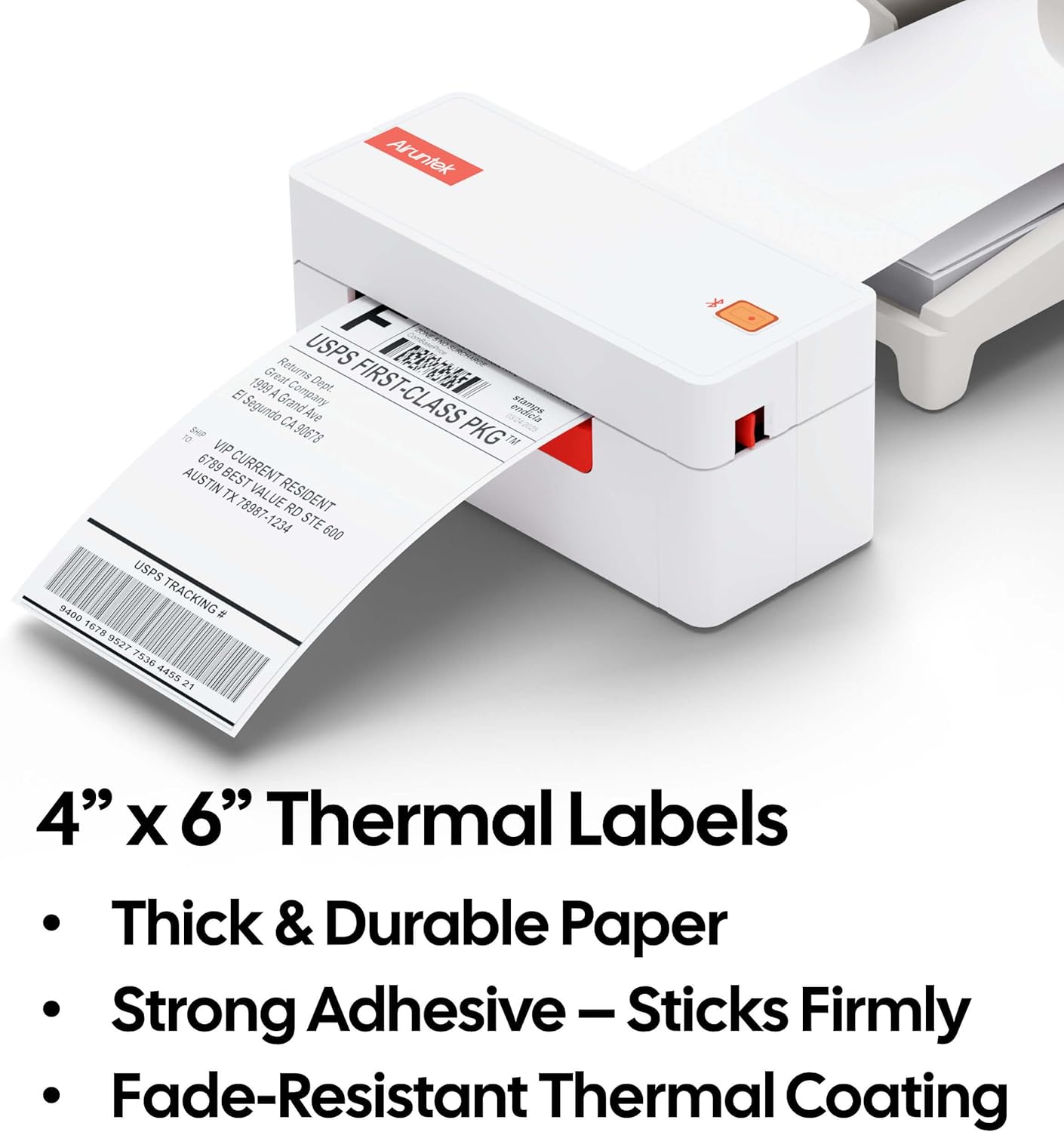 4x6 Thermal Labels, 220 Fanfold Labels, Perforated & Strong Adhesive, Compatible with Direct Thermal Printers for USPS UPS FedEx DHL Address Shipping Label
