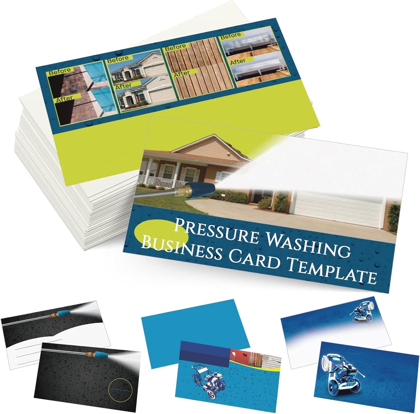 Custom Business Cards Personalized Business Cards for Small Business 300gsm Matte Paper Front & Back Sides Printed 3.5" x 2" - Pressure Washing Template