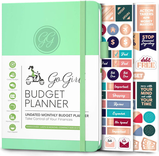 GoGirl Budget Planner – Monthly Financial Planner Organizer Budget Book. Expense Tracker Notebook Journal to Control Money, Compact (Mint Green)