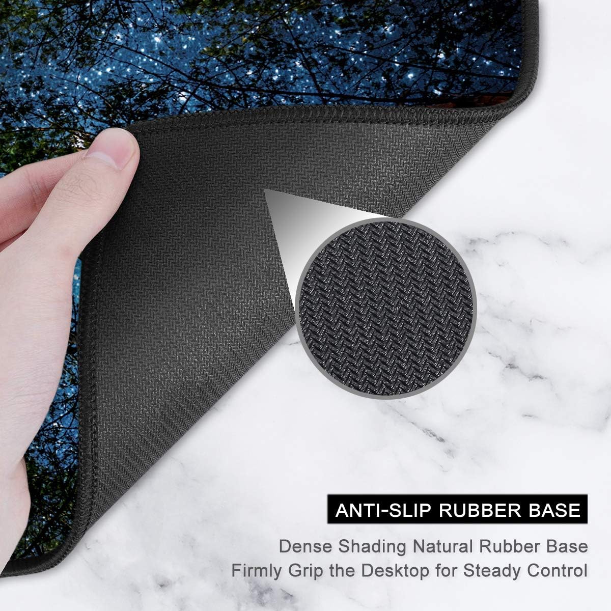 Auhoahsil Large Gaming Mouse Pad, Nature Theme XXL 35.4 x 15.7 in Desk Pad Stitched Non-Slip Rubber Long Computer Mousepad Thin Extended Full Size Desk Mat for Desktop Laptop Wireless Mice, Night Sky