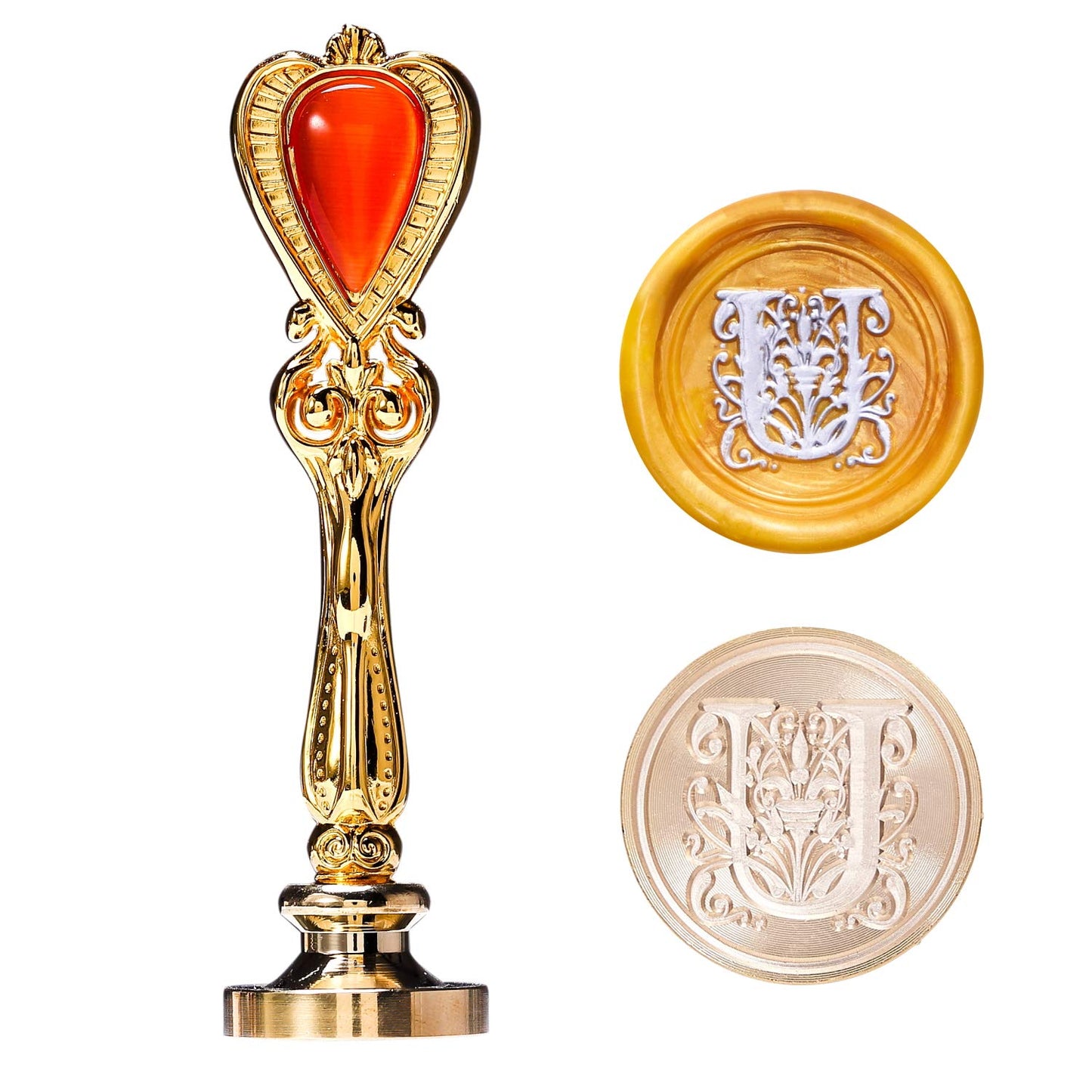 Letter U Sealing Wax Stamp, U Alphabet Wax Seal Stamp for Sealing Wax, Lucky Goddness Alphabet Brass Wax Stamp