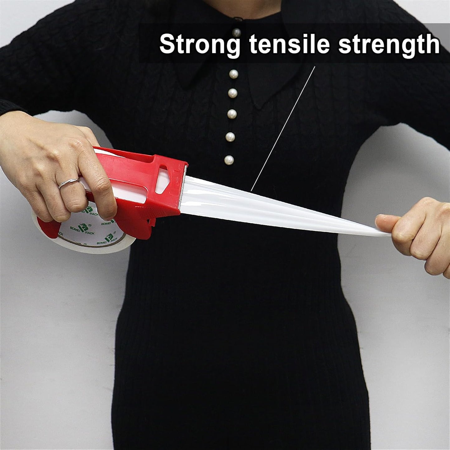 BOMEI PACK White Packing Tape with Dispenser, 2.4 Mil 1.88 Inch x 60 Yards, 6 Refills Rolls White Tape for Box Moving, Shipping and Packaging