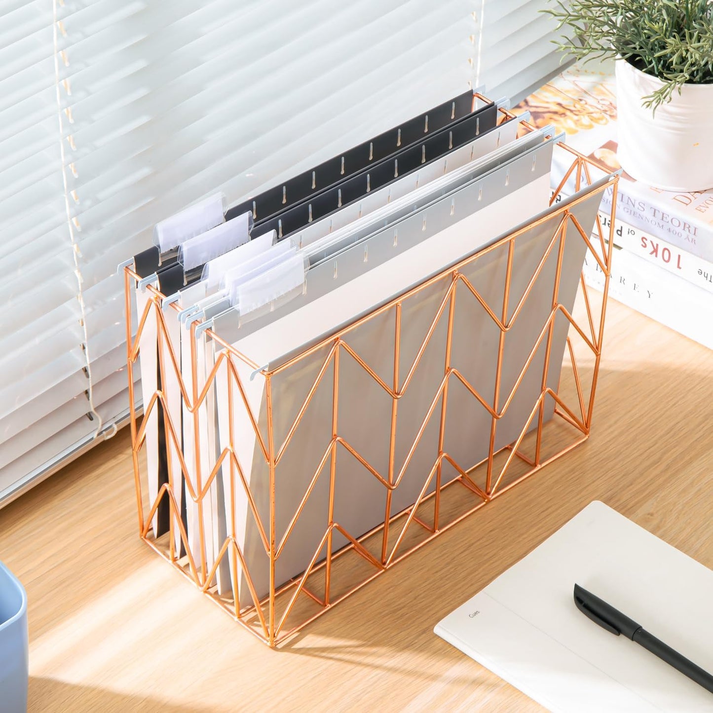 Y YOMA 6 Pack Gradient Hanging File Folders Letter Size Decorative Hanging Folder Pretty File Folder Organizer for Filing Cabinet Office Home with 1/5-Cut Adjustable Tabs, Ash Grey