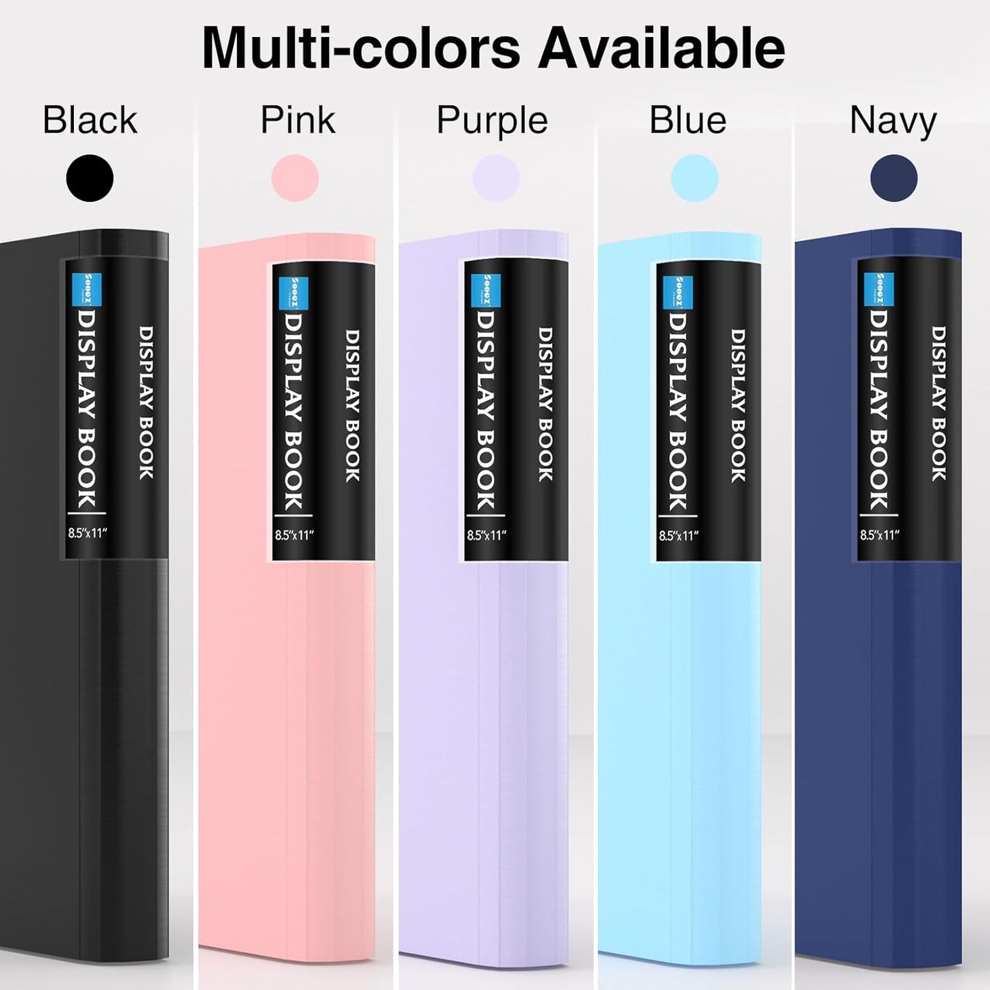 Sooez 72 Pocket Binder with Plastic Sleeves & Elastic Band, Large Capacity 8.5x11 Presentation Book Display 144 Pages, Art Portfolio Document Folder with Clear Sheet Protectors for Office School