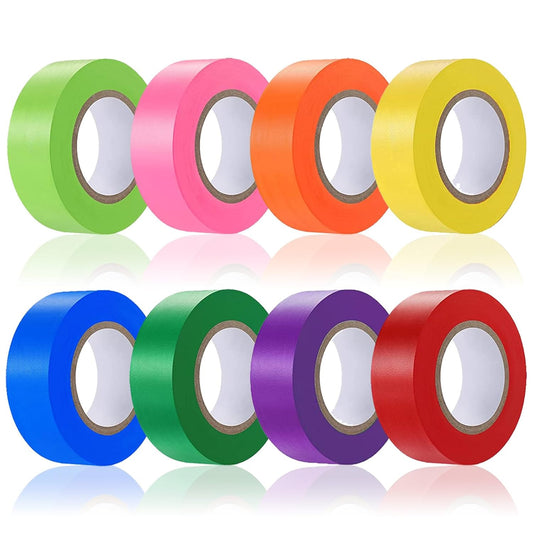 8 Pack Flagging Tape Assorted Colors, Non-Adhesive Plastic Ribbon Neon Marking Roll, 1"*800ft, Marking Tape for Tree Marking, Hunting, Boundaries and Hazardous Areas,Trail Marking, Home and Workplace