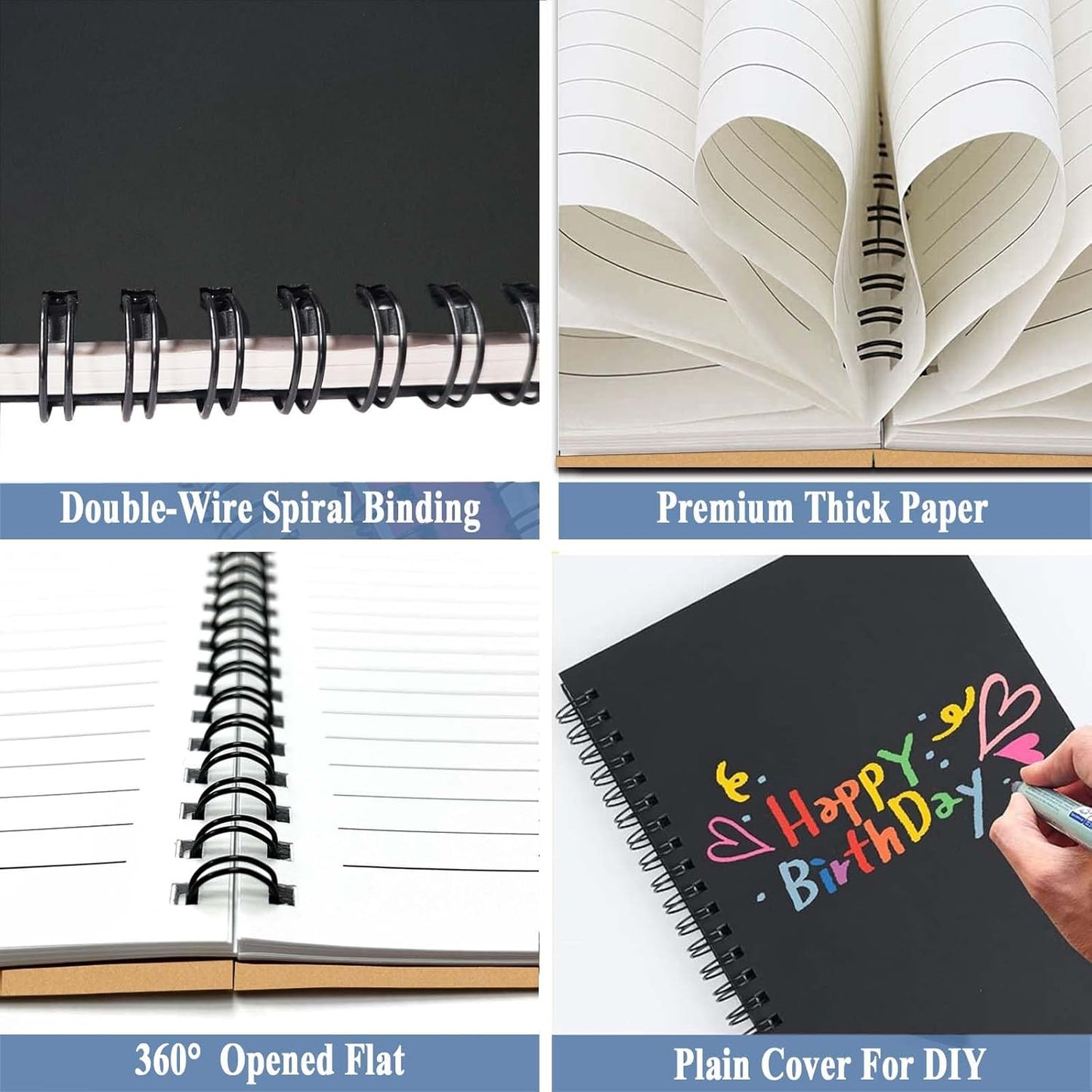 GINMLYDA 6Pack Small Spiral Notebook A5, 8.25x5.5” 120 Lined Pages Wide Ruled Spiral Journal Bulk Blank Kraft Cover Spiral Bound Notebook & Writing Pads for Home Office Meeting Work Note Taking