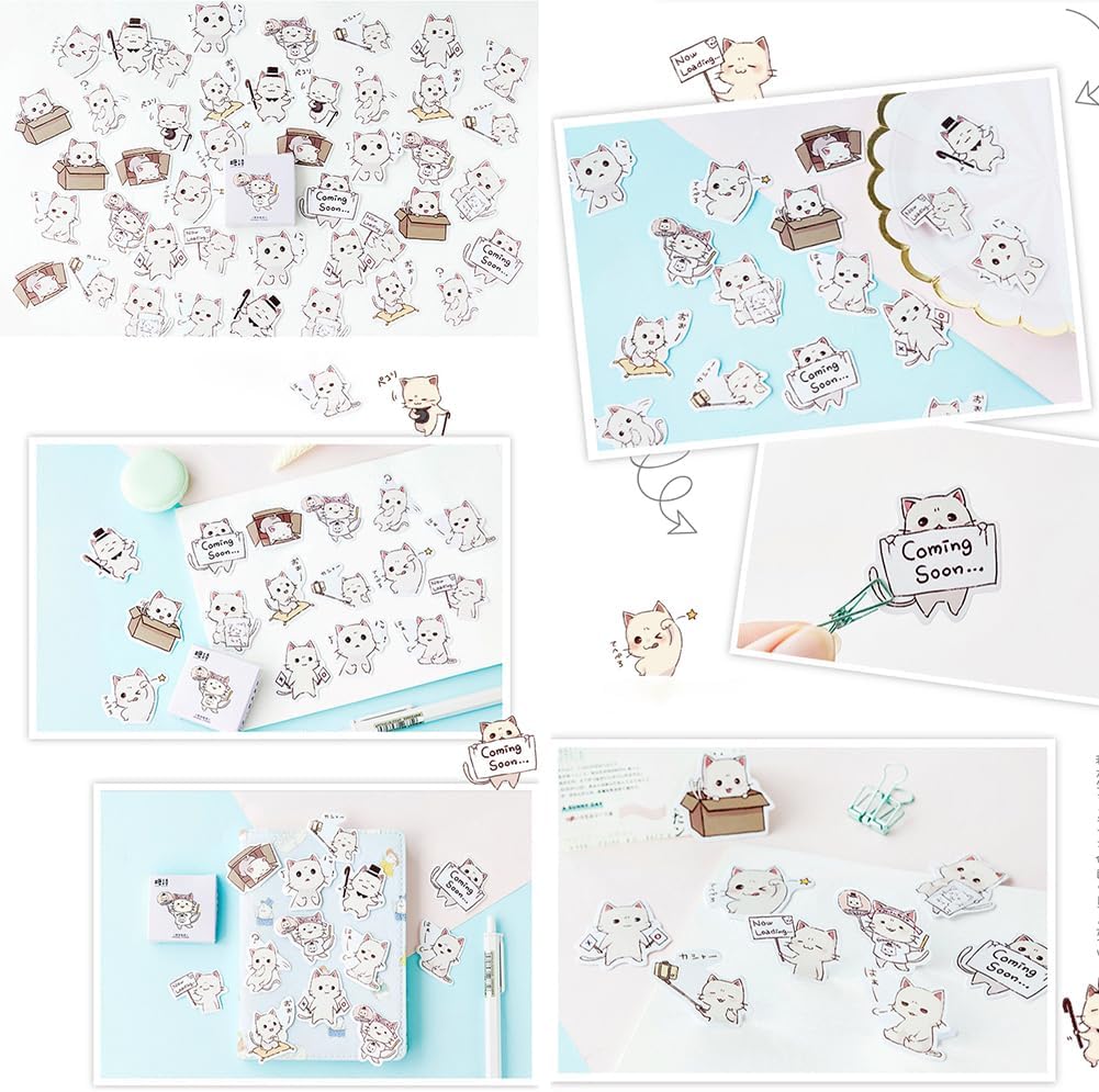 45pcs Cute Cat Stickers for Scrapbooking, Bullet Journal, DIY Decoration, Planners, Suitcase, Diary, Notebooks, Album, Laptop, Phone Cases, and Art Crafts
