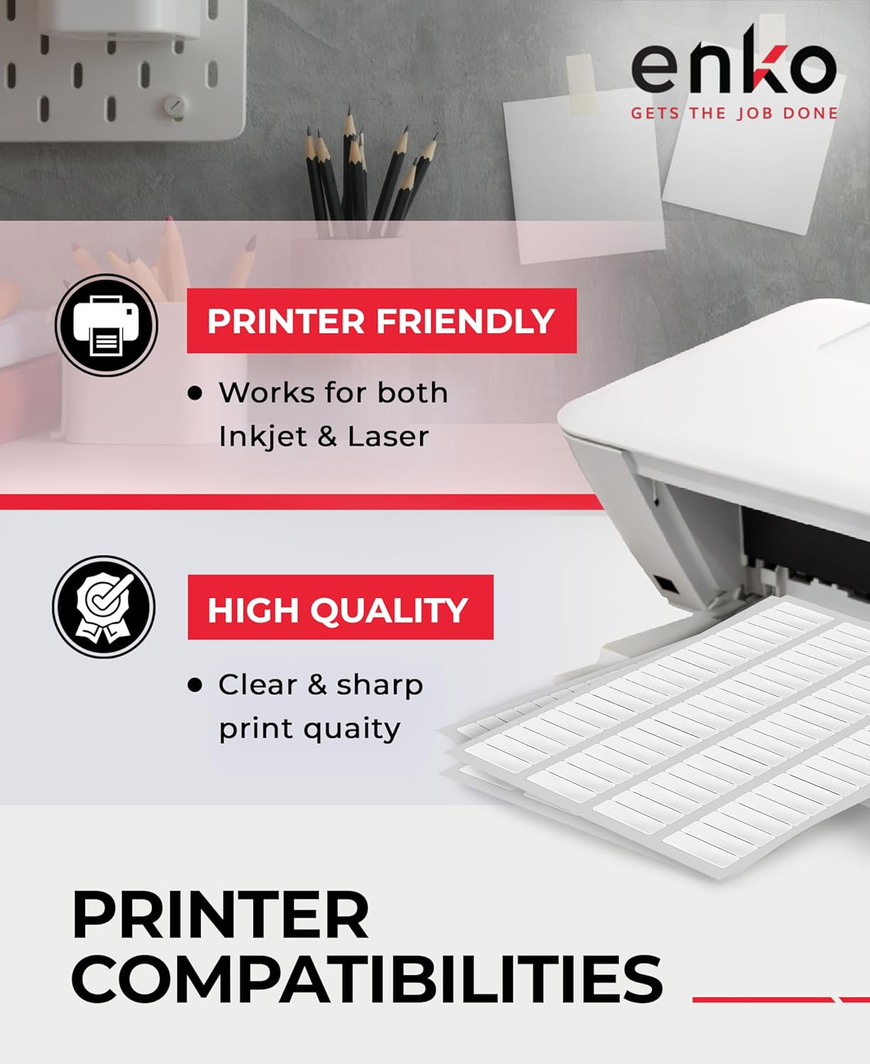 enKo 24000 Labels, 1/2 x 1-3/4 inches - White - Address, Mailing, Shipping and Barcode Blank Labels for Laser and Inkjet Printers