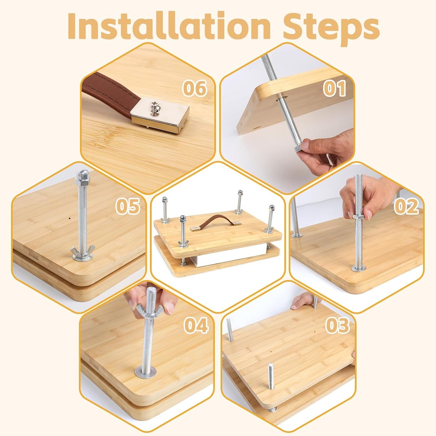 35 PCS Book Press Bookbinding Kit, 15.5" X 11.6" Large Wooden Bamboo Book Binding Tool, Portable Press Materials for Handmade DIY Flower