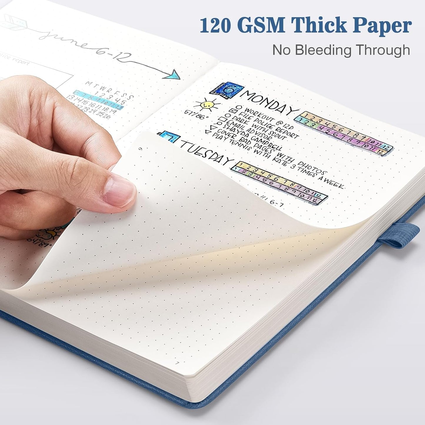 Bullet Dotted Journal Notebook 3 Pack, A5 Dotted Journal with 120gsm Paper, Leather Dotted Notebook, Hardcover Dot Grid Notebook Each with 156 Nmubered Pages, Dot Journal for Women, 5.75" × 8.38"