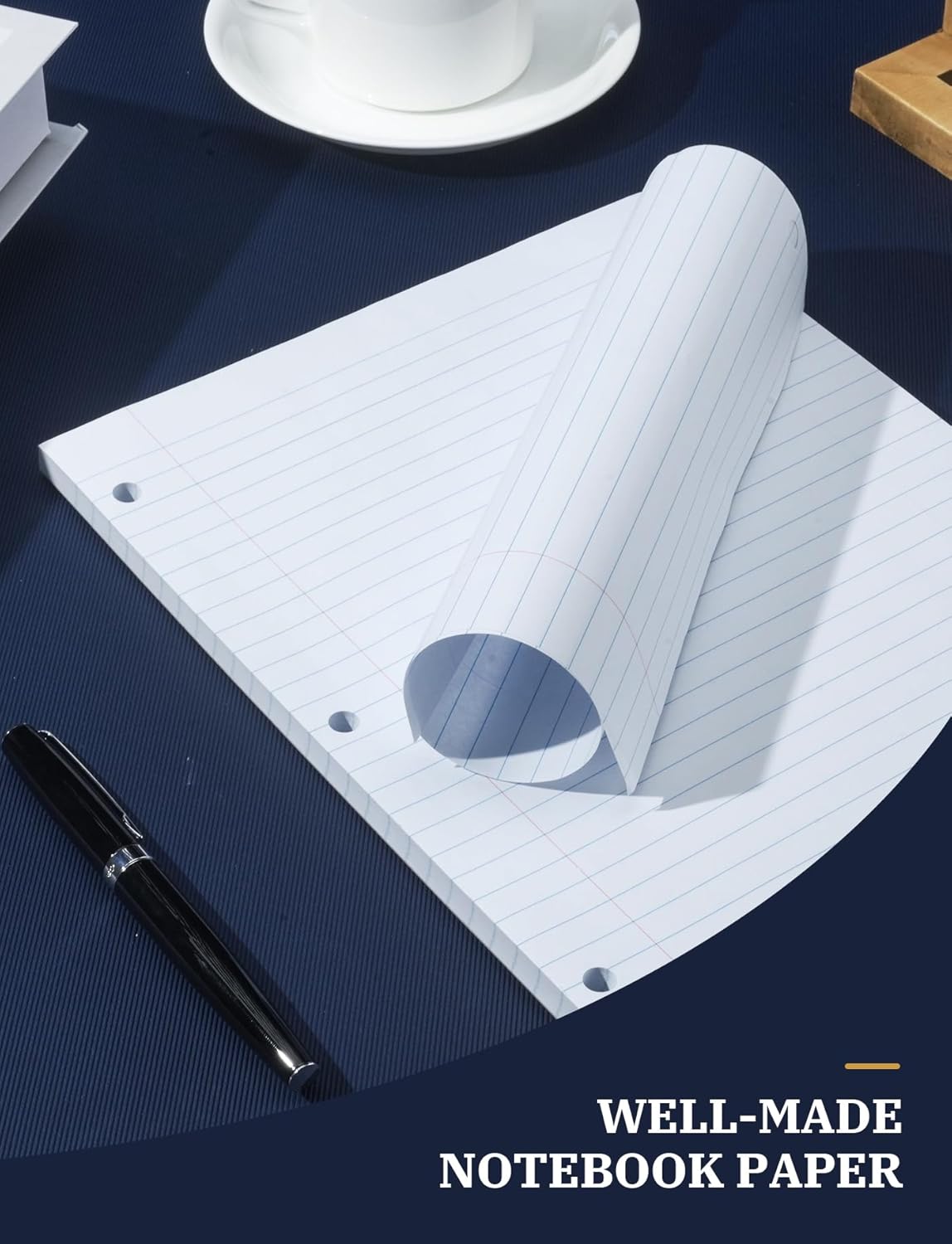 Loose Leaf Paper, 100 Sheets Notebook Paper, Binder Lined Paper Wide Ruled, 8.5'' x 11'' Loose Leaf, 3-Hole Punched Filler Writing Paper, 3-Ring Binder Note Papers, White