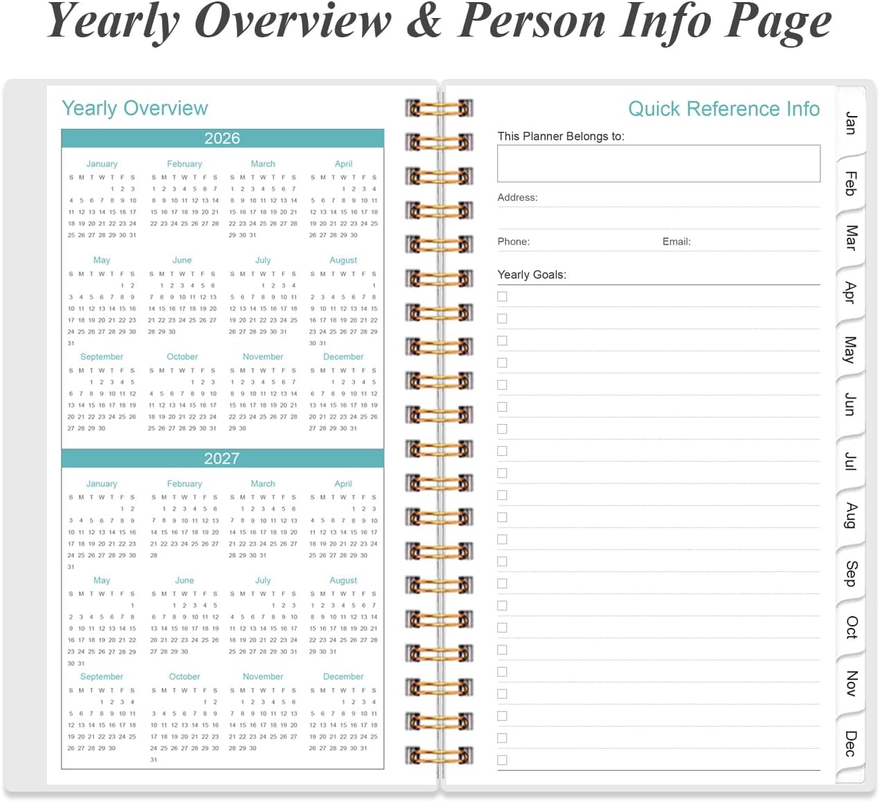 2025-2026 Monthly Planner - July 2025 - December 2026, Two Pages Per Month, 18 Monthly Calendar/Planner with Tabs, Strong Twin-Wire Binding, Inner Pocket, 3.75" x 6.5", Blue Watercolor