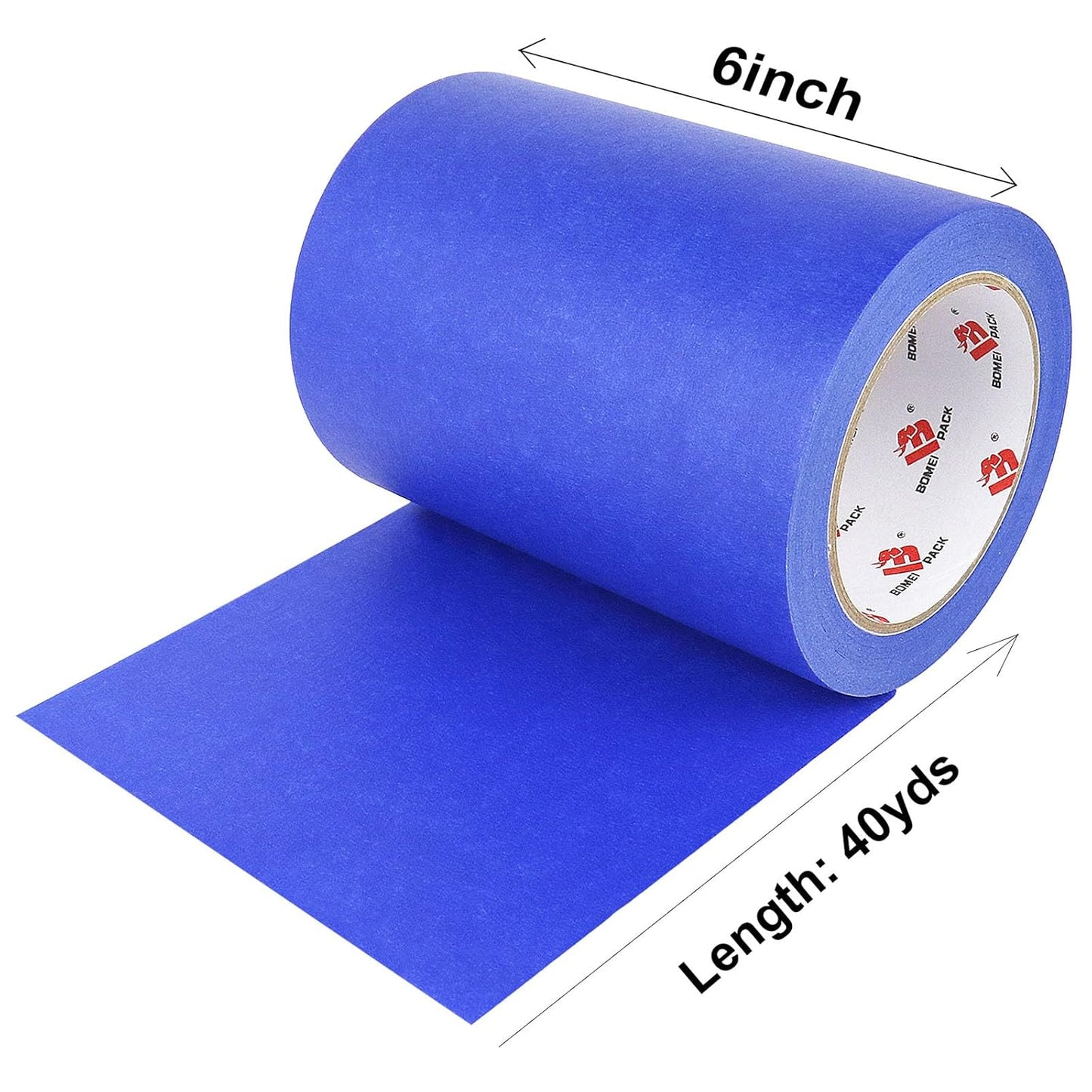 BOMEI PACK Wide Blue Painters Tape 6 Inches x 40 Yards, 3D Printing Tape for Laser Cutting, 21-Day Clean Removal Wide 6'' Masking Tape