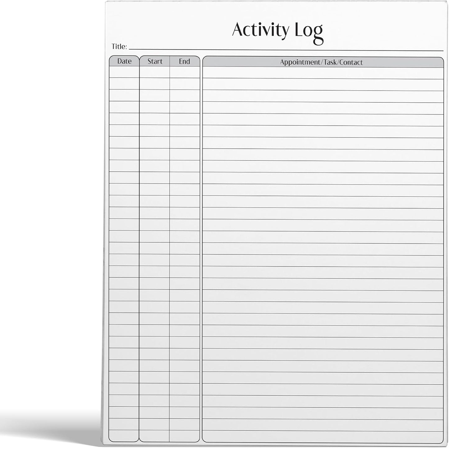 Better Office Products Activity Log Notepad, 8.5" x 11", Planning Note Pad, 50 Sheets, Daily Time Tracking Productivity Checklist Organizer, (1 Pack)